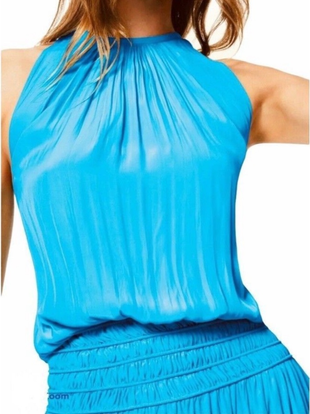 SALE Ramy Brook Women's Audrey Blue Smocked Midi Dress Size Large - Picture 3 of 9